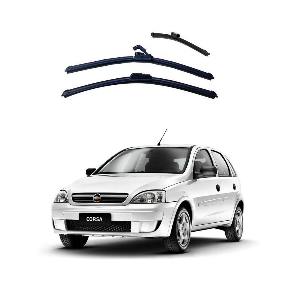 Kit Palheta Limpador Parabrisa Diant Tras Novo Corsa Hatch