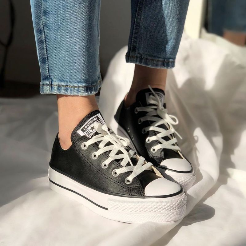 Converse all star couro hot sale preto