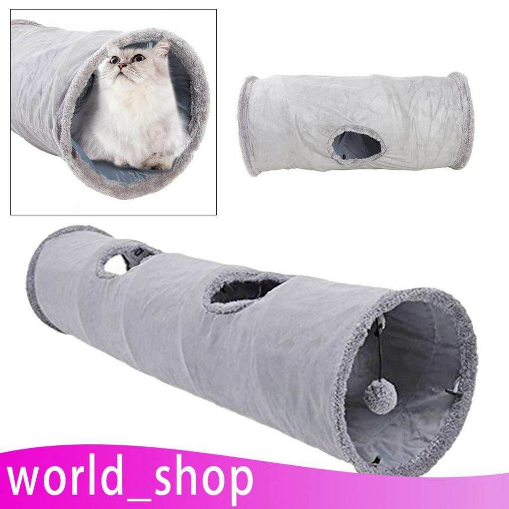 (Worldshop) Túnel / Túnel De Gato De Estimação Dobrável De Camurça Durável Com Bola De 12 Polegadas