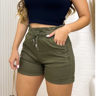 DREAM Shorts Feminino de Sarja com Elastano