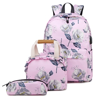 Kit Mochila Feminina Com Necessaire E Bolsa Floral Guelph