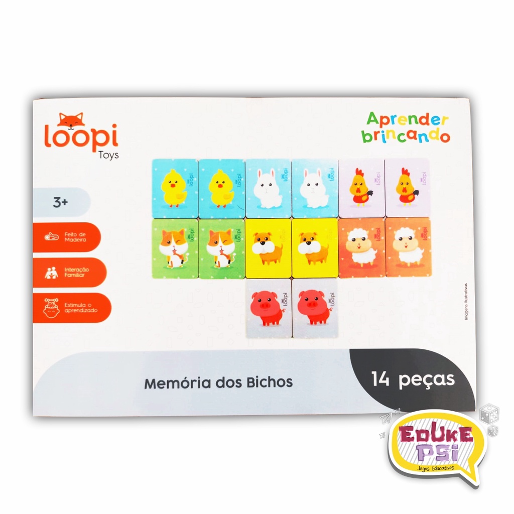 Jogo da Memória dos Bichos - Loopi Toys