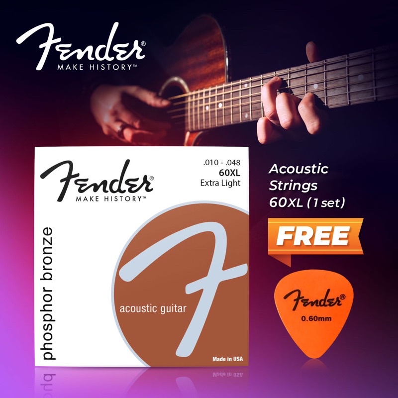 Fender Guitar Strings Acoustic/Electric String Tali Gitar Akustik