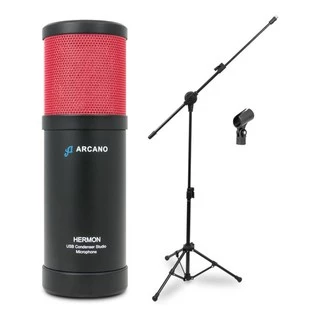 Microfone condensador USB Arcano HERMON + Pedestal PMV-100-Pac