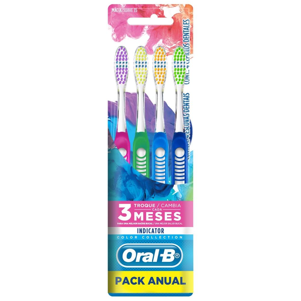 Escova Dental Oral-B Indicator Color Collection 35 Pack Anual - 4 ...