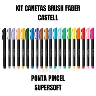 Kit Caneta Brush Ponta Pincel Faber Castell - Kit 20, 16, 12, 10, 8, 6, 5 ou 4 Cores