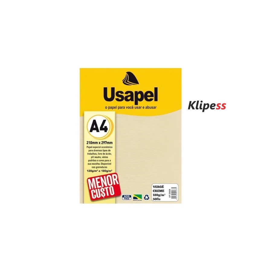 Papel Verge Na Gramaturas De 180 Com 50 Folhas Usapel. | Shopee Brasil
