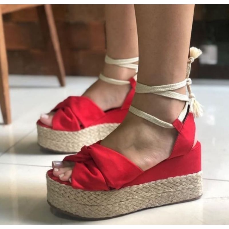 Sandalia 2024 flatform vermelha