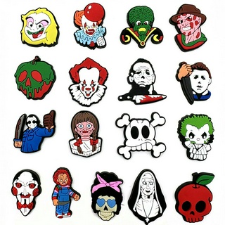 17pcs/set Horror Style Shoe Charms Halloween Tema Decoração De Sapatos Para Sandálias Croc Acessórios De Bricolage Unisexo Presentes Engraçados
