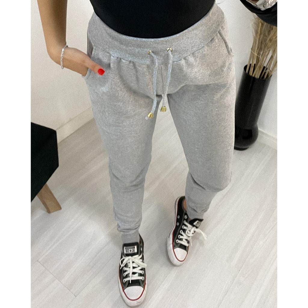 CALÇA JOGGER CAPRI COOL MOLETOM CINZA