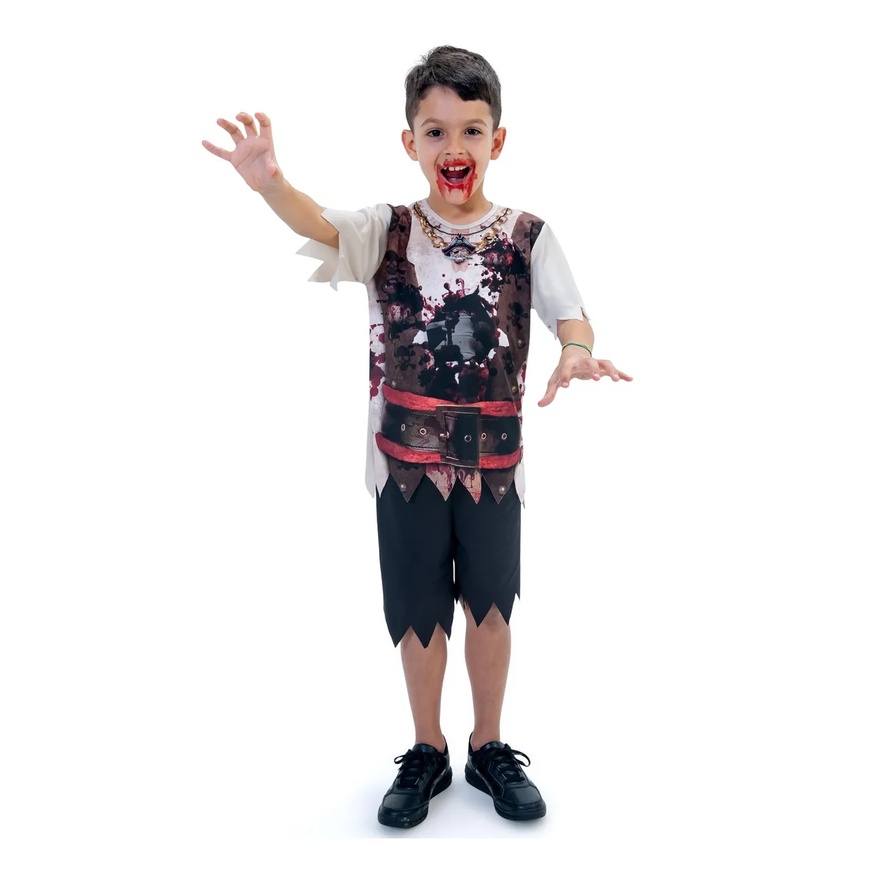 Fantasia Pirata Zumbi Infantil Festas Halloween