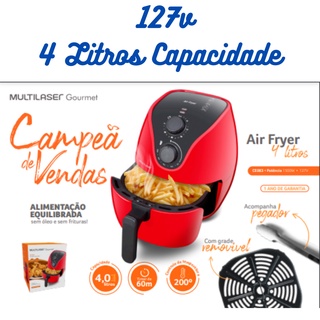 Fritadeira Elétrica Sem Óleo Air Fryer Vermelha 4 Litros 127v Multilaser