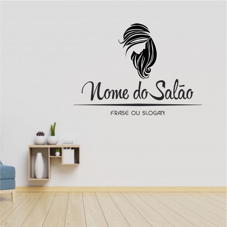 adesivo de parede personalizado decorativo logo salão de beleza cabeleireira  studio