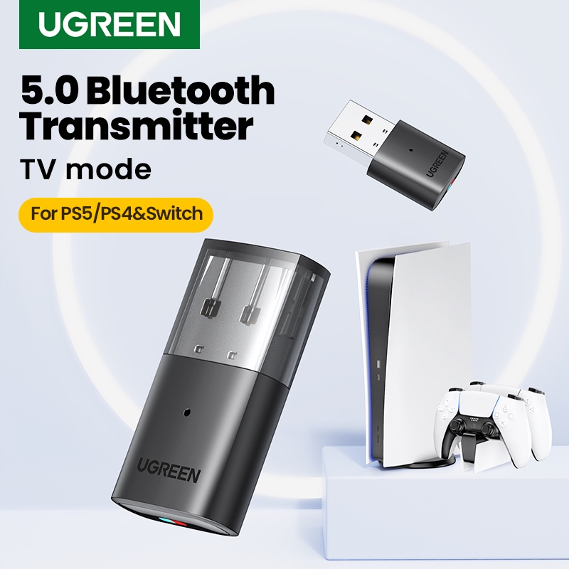 Transmissor Bluetooth UGREEN USB 5.0 Adaptador Sem Fio Dongle De Baixa Latência Compatível Com PS5 , PS4 Pro , PS3 , Switch , AirPods Bose QC , Sony 1000XM3