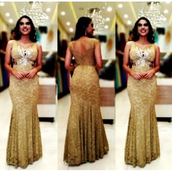 Vestido para store formatura longo dourado