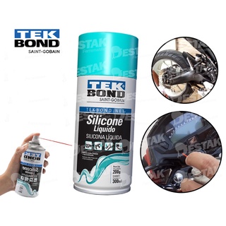 Silicone Lubrificante Spray Líquido Tek Bond 300ml P/ Carros Peças Cromadas Grades Vidros Moveis