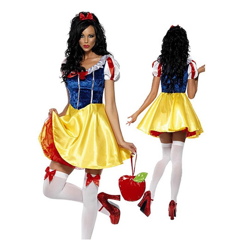 Fantasia da branca de neve para cosplay, vestido adulto de