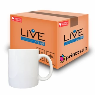 12 Canecas Brancas Porcelana Importada Sublimação 325ml Live