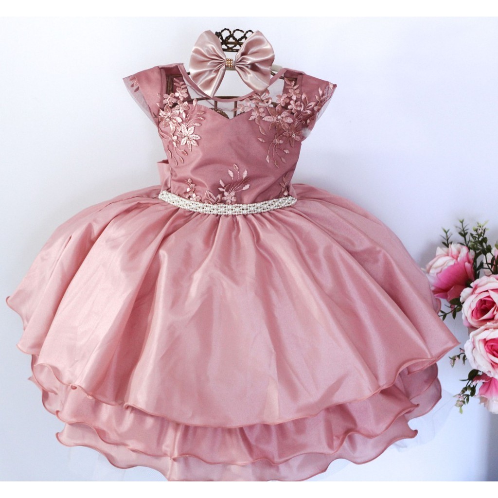 Vestido Social Festa Infantil Beagle Rosa Barbie Core - - Amourele