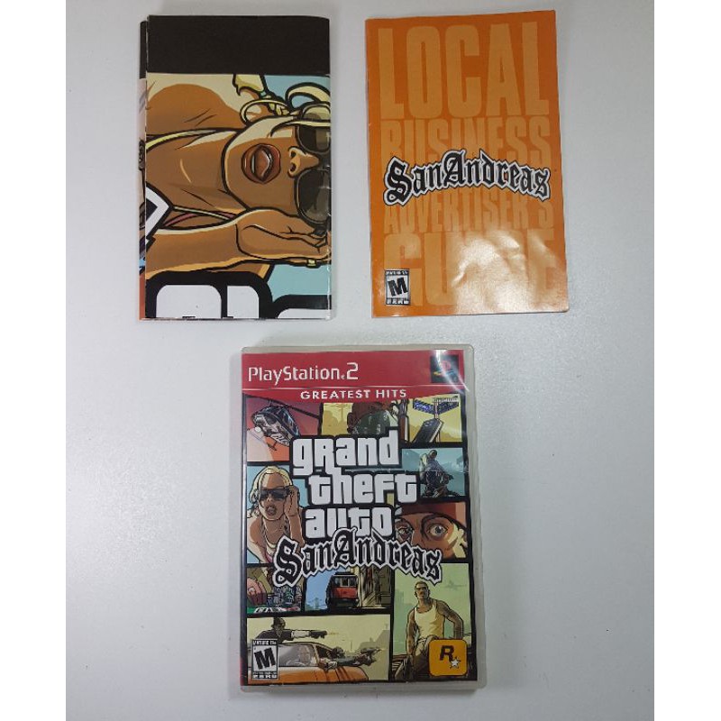 Jogo GTA San Andreas Original PS2 Raro Playstation 2 Manual e Mapa Poster