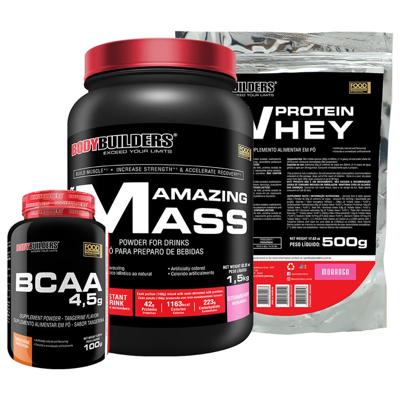 Kit Hipercalórico 1,5kg + Whey Protein 500g, BCAA 100g – Bodybuilders