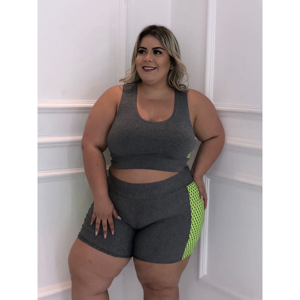 Conjunto de Academia Plus Size Feminino Top Regata e Short Roupa