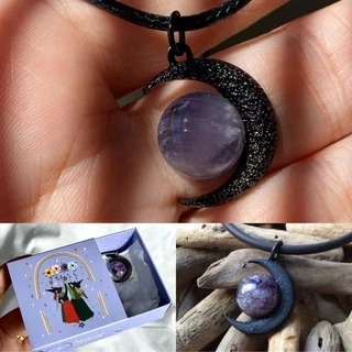 Colar Luna Wicca Ametista Textura - com embalagem