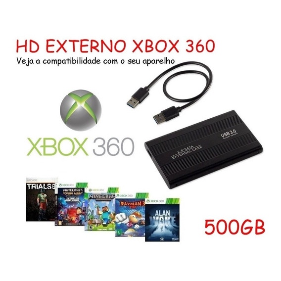 Hd Externo Com diversos Jogos Xbox 360 desbloqueio Rgh / Jtag Shopee