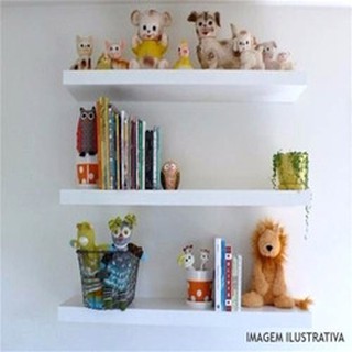 3 Prateleiras Mdf Branco 60x20 Mdf Com Suporte