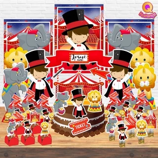 Circo Menino Kit Decoração Festa Pronta Só um bolinho *78 itens* Topo de Bolo Personalizado