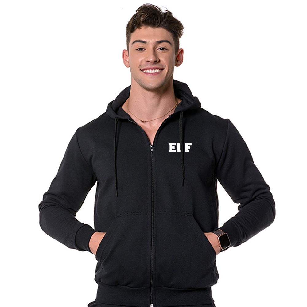 Casaco Moletom Masculino com Ziper Educação Física Com Capuz