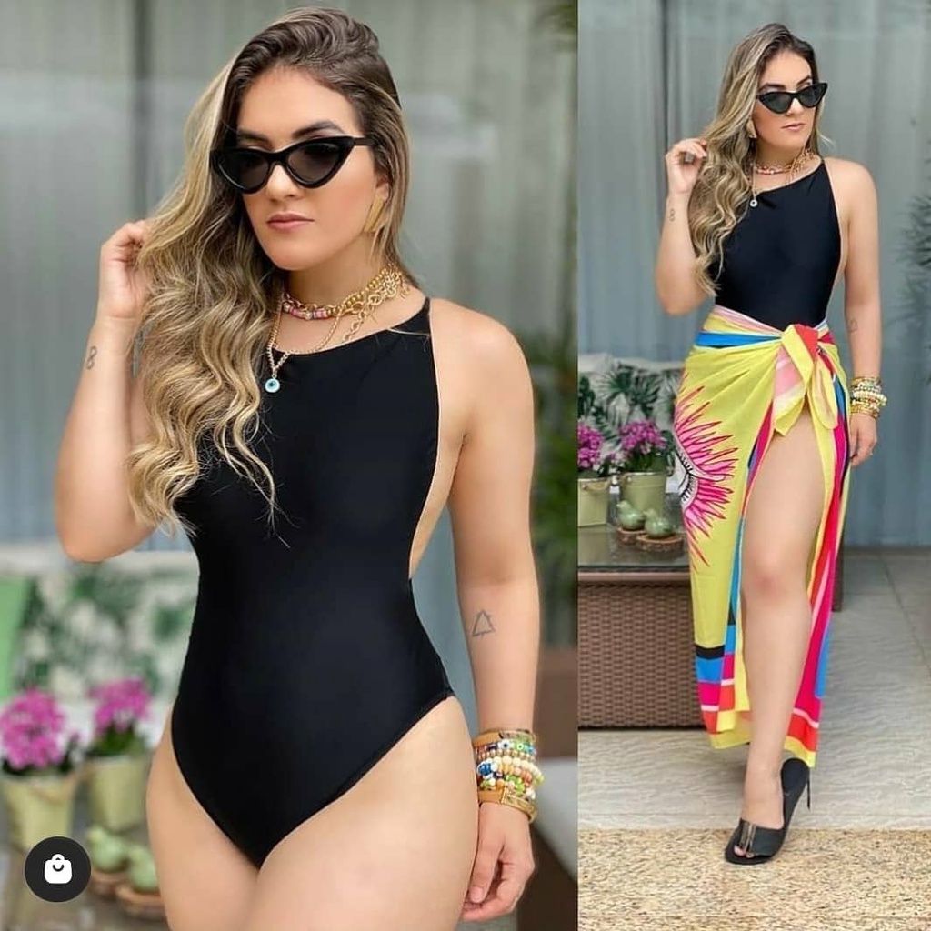 Body maiô cavado alcinha moda praia feminina verão suplex