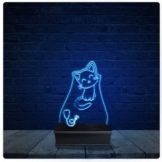 Luminária e Abajur Acrílico Led - Veterinário Gato