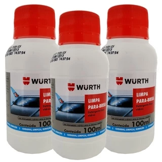 Kit Com 3 Limpa Parabrisa  Wurth Detergente liquido Automotivo Limpeza de Vidros Carro Fluido 100ml em Oferta na Shopee
