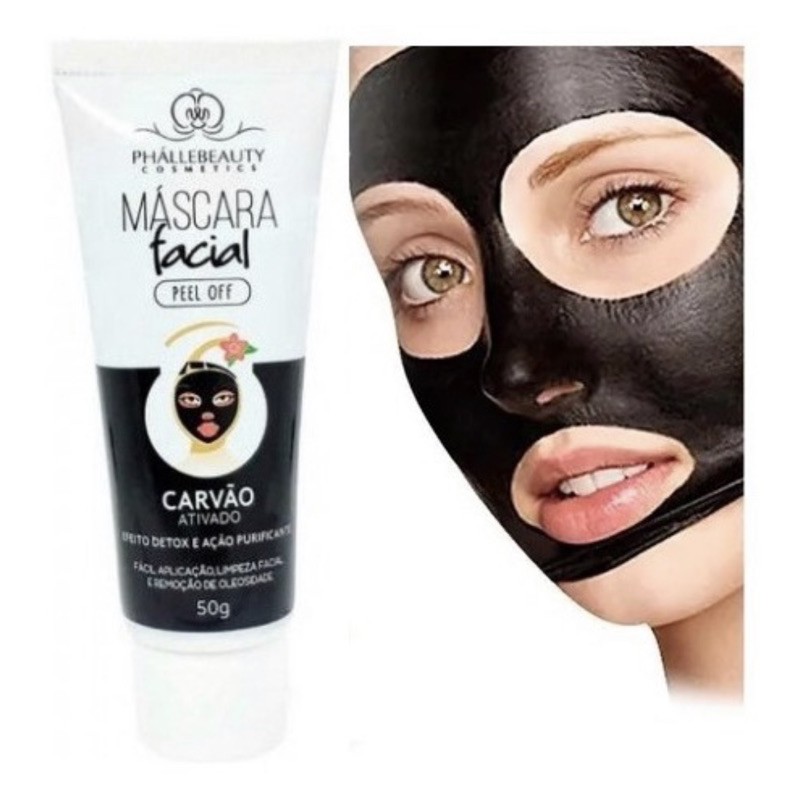 Máscara Facial Peel Off Carvão Ativado Bisnaga 50g PhálleBeauty PH0051