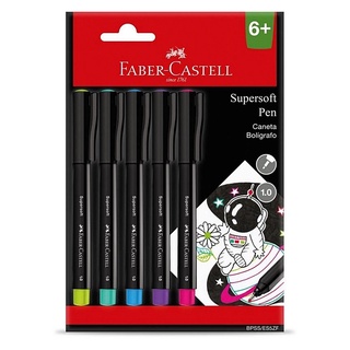 Caneta FABER-CASTELL SuperSoft Pen 1.0mm - Estojo c/ 5 Cores