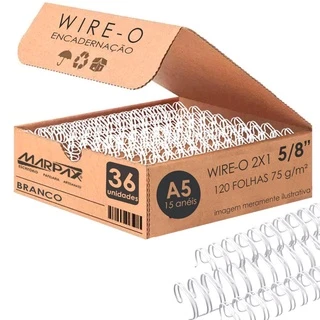 Wire-o para Encadernação A5 5/8 2x1 para 120fls Branco 36un