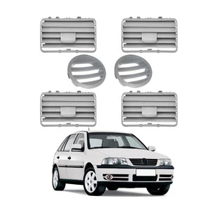 Kit Difusor Saída Grade de Ar Parati Saveiro Gol G3 1999 2000 2001 2002 2003 2004 2005 Cinza 6 Peças