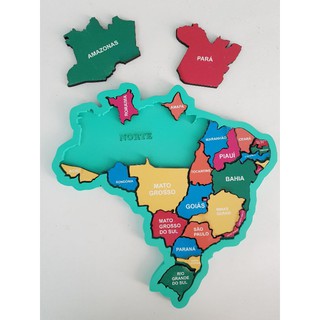 Brinquedo Quebra Cabeça Infantil Mapa Do Brasil Em Madeira