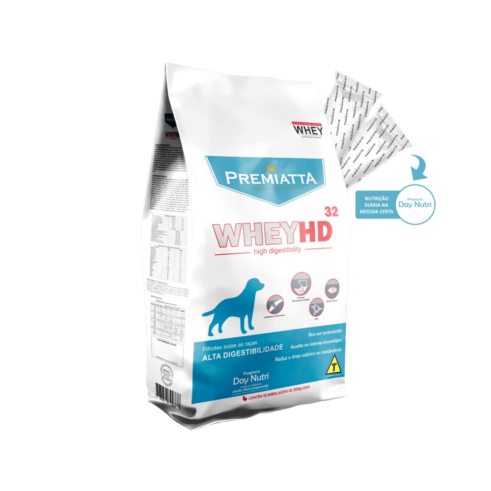 Ração Premiatta Whey HD 32 para Cães Filhotes de Todas as Raças Lágrima Ácida – Gran Premiatta