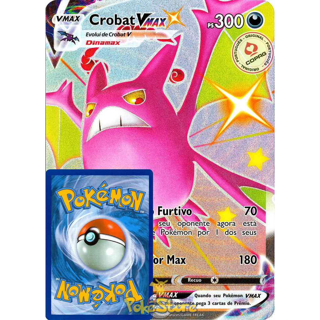 Jogo de Cartas Pokemon Box Crobat Brilhante Vmax 51 Cartas