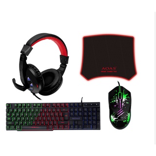 Kit teclado gamer com mouse fone e mousepad led rgb colorido