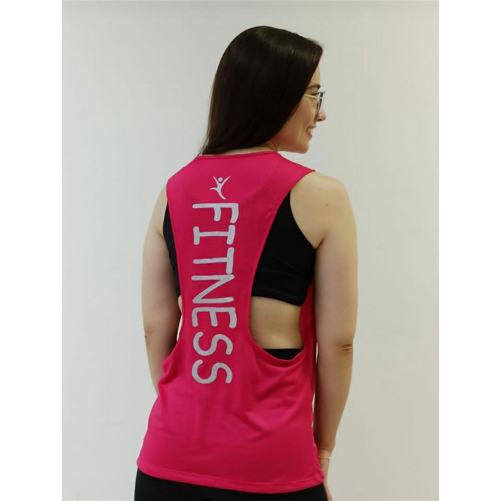 Camiseta Regata Cavada Long Estampada Costas Academia Feminina