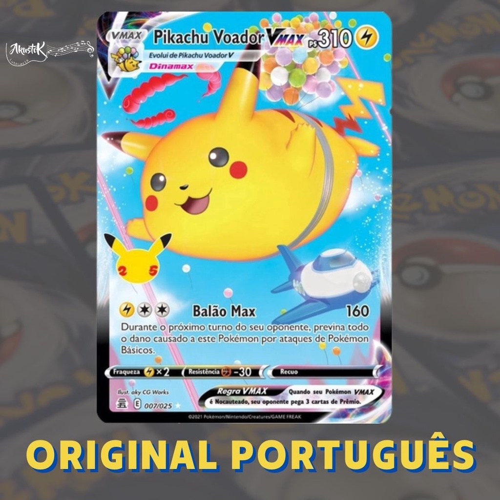 Carta Pokémon Rara Pikachu Voador V, Brinquedo Pokemon Usado 69509525