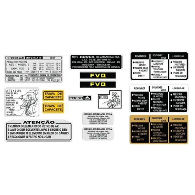 Adesivos de Advertência CB 400