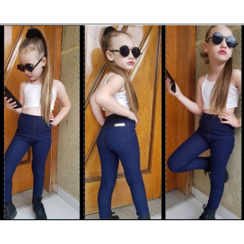 Calça Legging Skinny e Flare Jeans Menina Infantil Boca Larga Moda