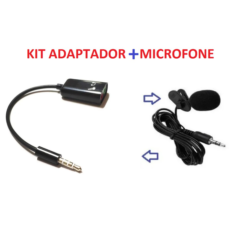 Adaptador + Microfone De Lapela Para Computador Câmera Youtuber Videos