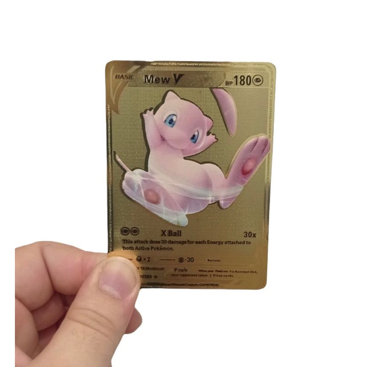 Carta Pokemon De Metal Dourada Mew V Colecionador