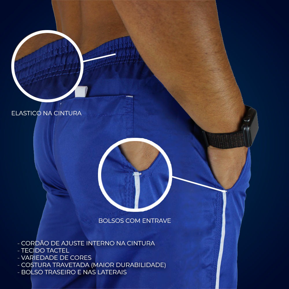 Kit 3 Calças Masculinas Tactel Atlética Leve, 3 Bolsos, Envio Rápido Pronta Entrega