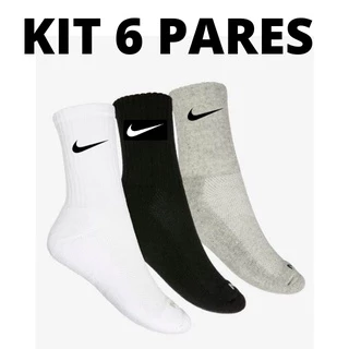 Kit com 3 ou 6 pares de meia CANO MÉDIO ALTO 80% algodão Somente UMA MARCA